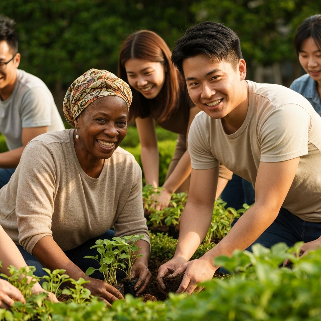 Zespół Centrum Edukacji Ekologicznej pracuje razem w ogrodzie